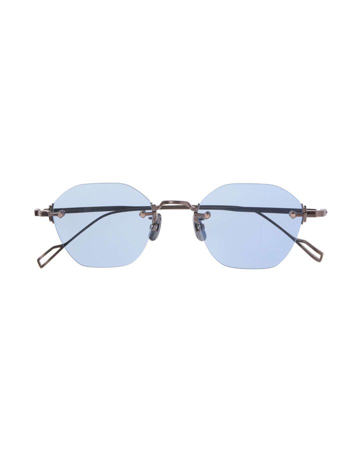 TITANIUM RIMLESS SUNGLASSES HEXAGON,BROWN, medium