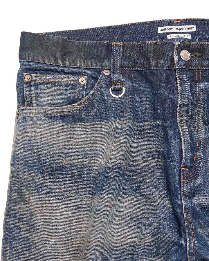 DAMAGED DENIM REGULAR-FIT JEANS,INDIGO, medium image number 2