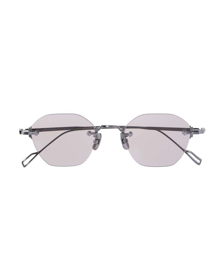 TITANIUM RIMLESS SUNGLASSES HEXAGON,SILVER, medium