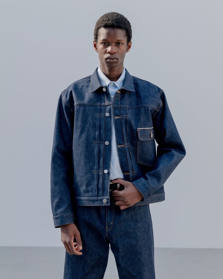 RIGID DENIM TRUCKER JACKET,INDIGO, medium image number 6
