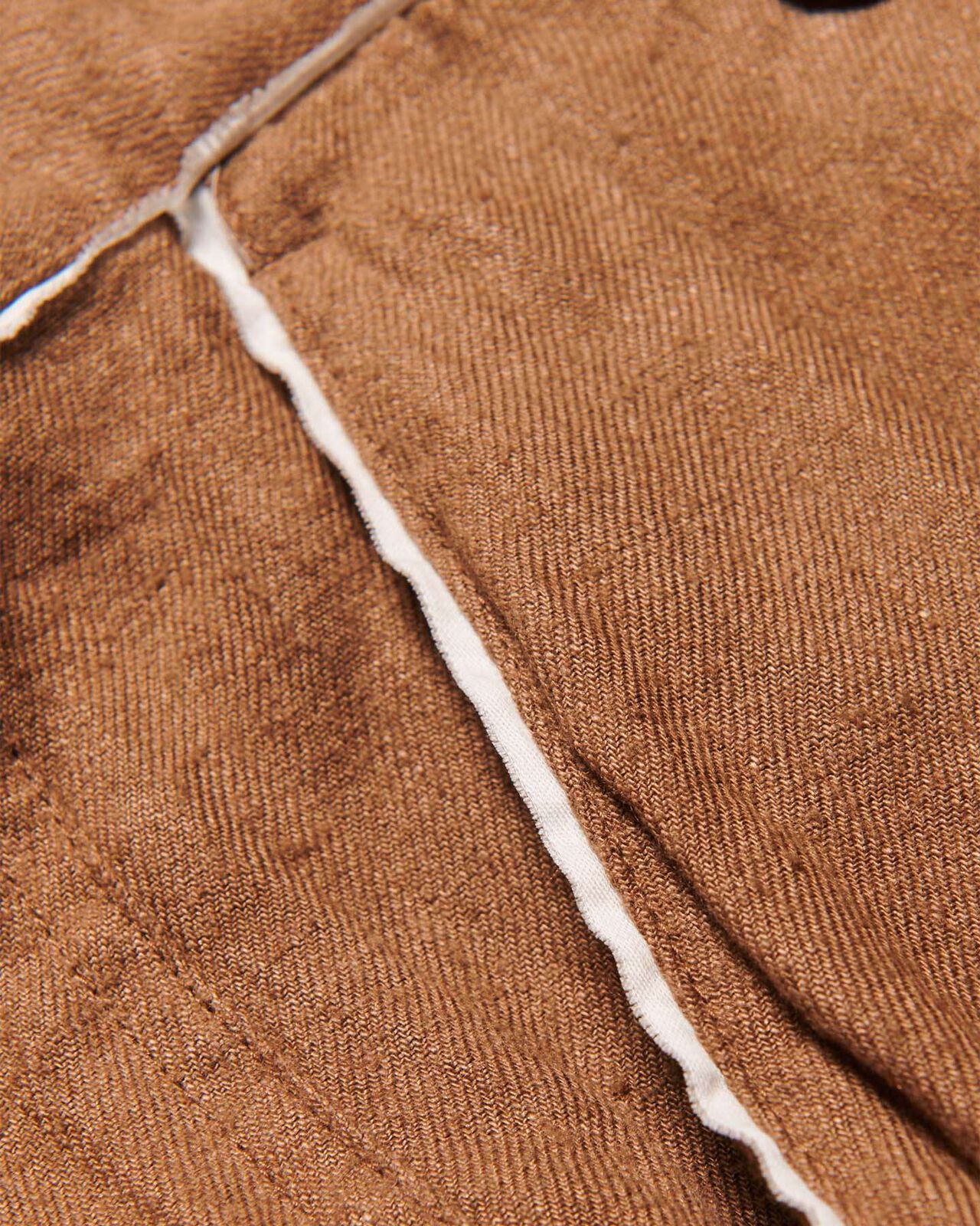 BRUSHED LINEN CUT-OFF PANTS,BROWN, large image number 3