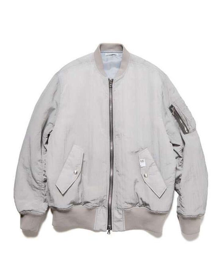 CRYSTAL NYLON FLIGHT JACKET,GRAY, medium image number 0