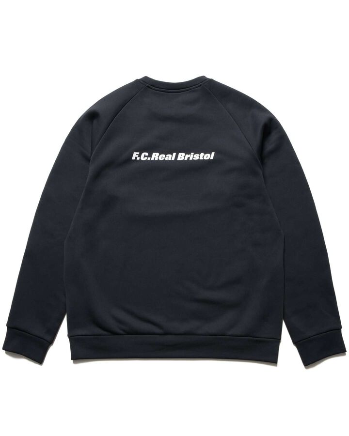 STRETCH FLEECE CREWNECK TOP,BLACK, medium