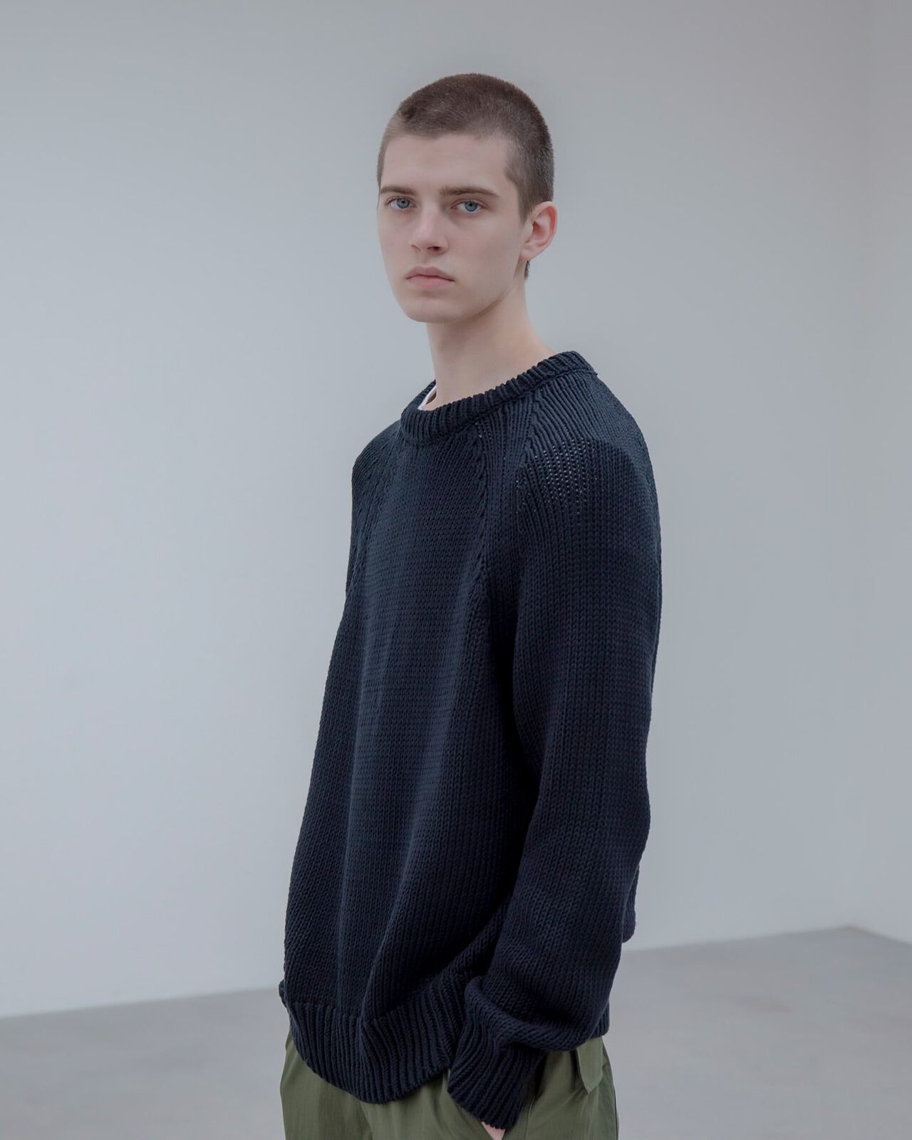 LOW GAUGE CREWNECK KNIT,OFF WHITE, large image number 4