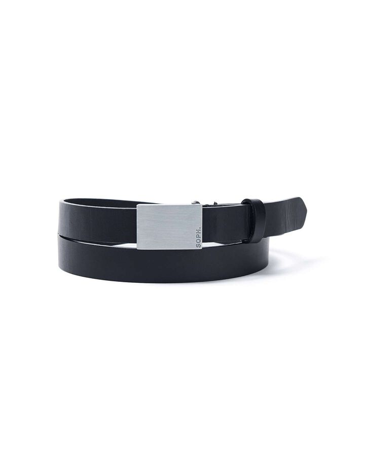 MILITARY LEATHER BELT,BLACK, medium
