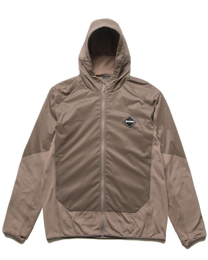 GRID FLEECE HYBRID HOODIE,BEIGE, medium