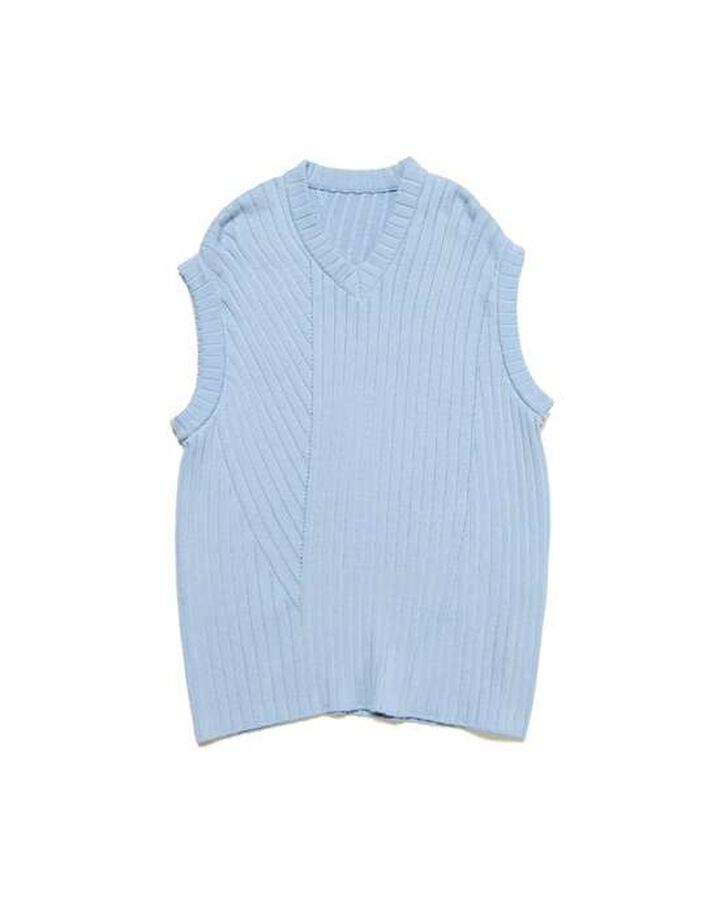 KNIT VEST,LIGHT BLUE, medium
