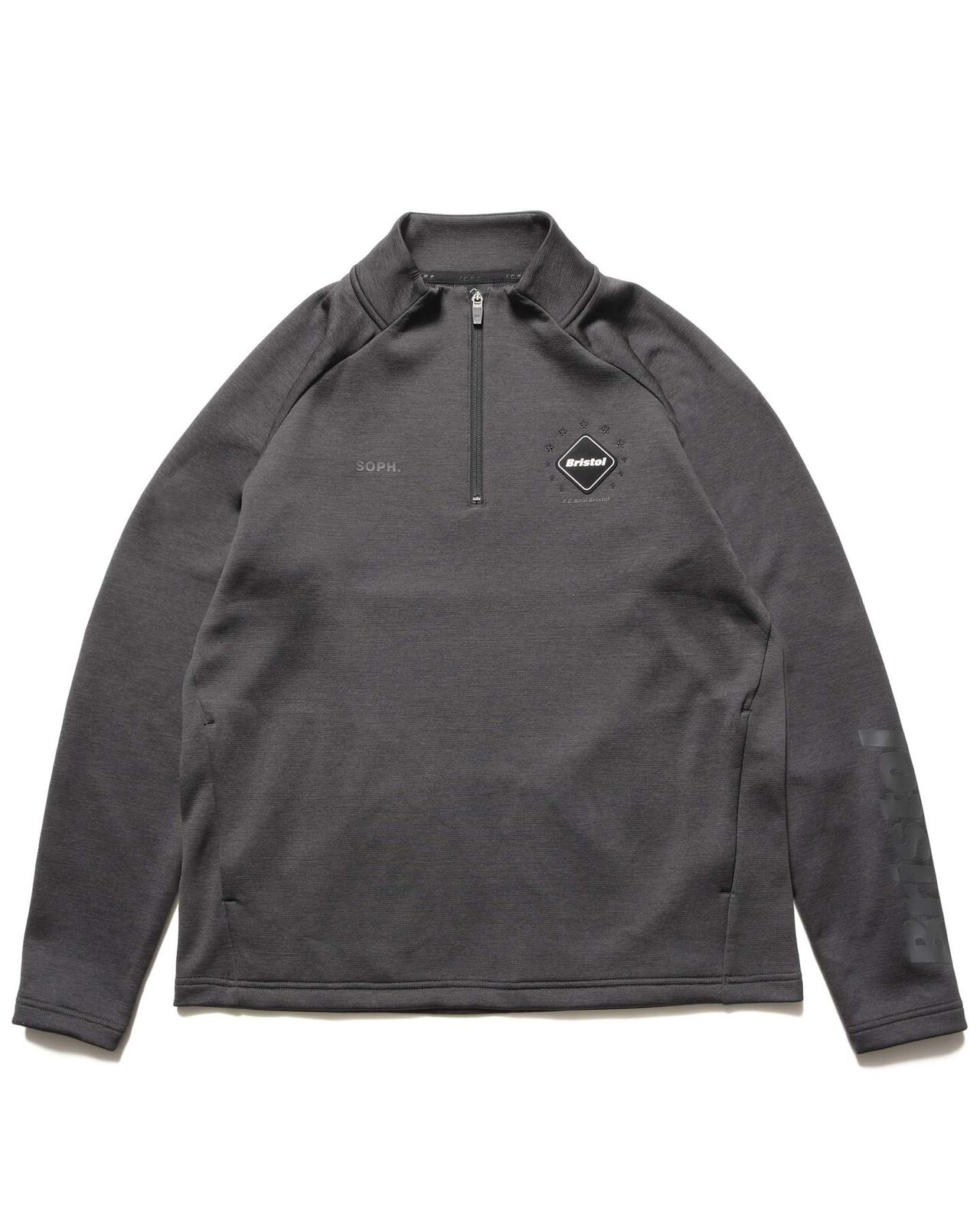 QUARTER KNIT ESSENTIAL HALF-ZIP TOP,CHARCOAL GRAY, large image number 0