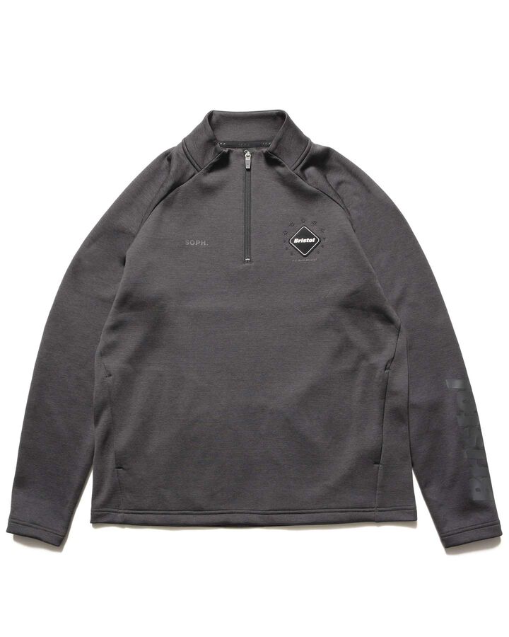 QUARTER KNIT ESSENTIAL HALF-ZIP TOP,CHARCOAL GRAY, medium