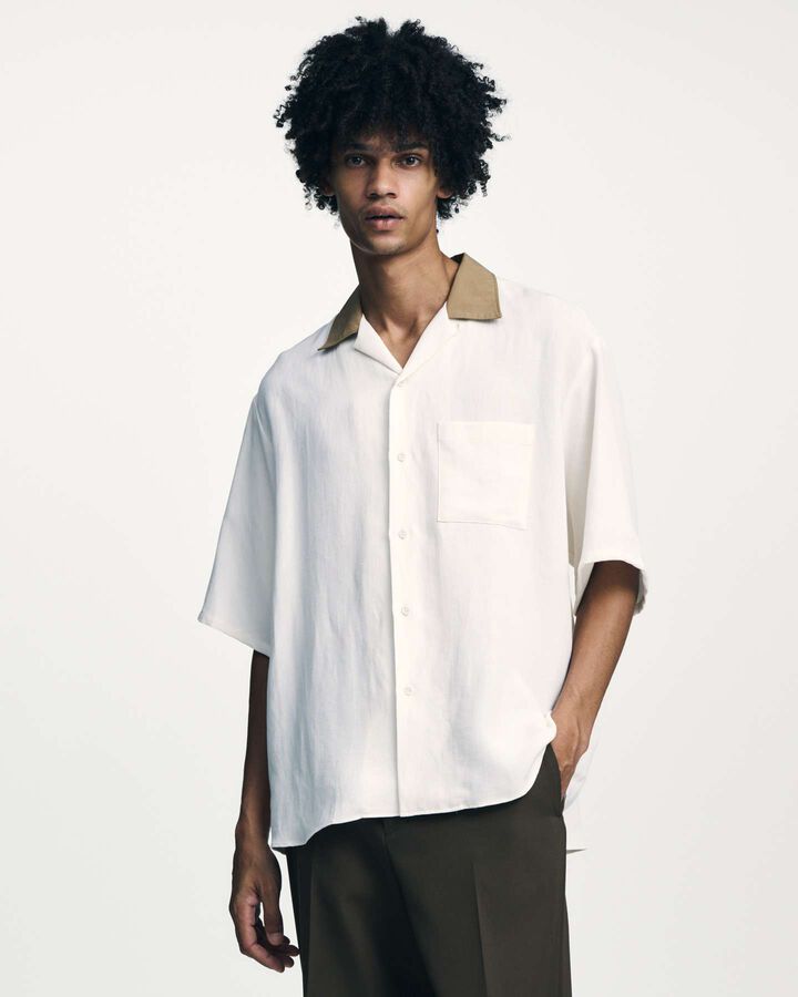 LINEN MESH S/S SHIRT,BLACK, medium image number 4