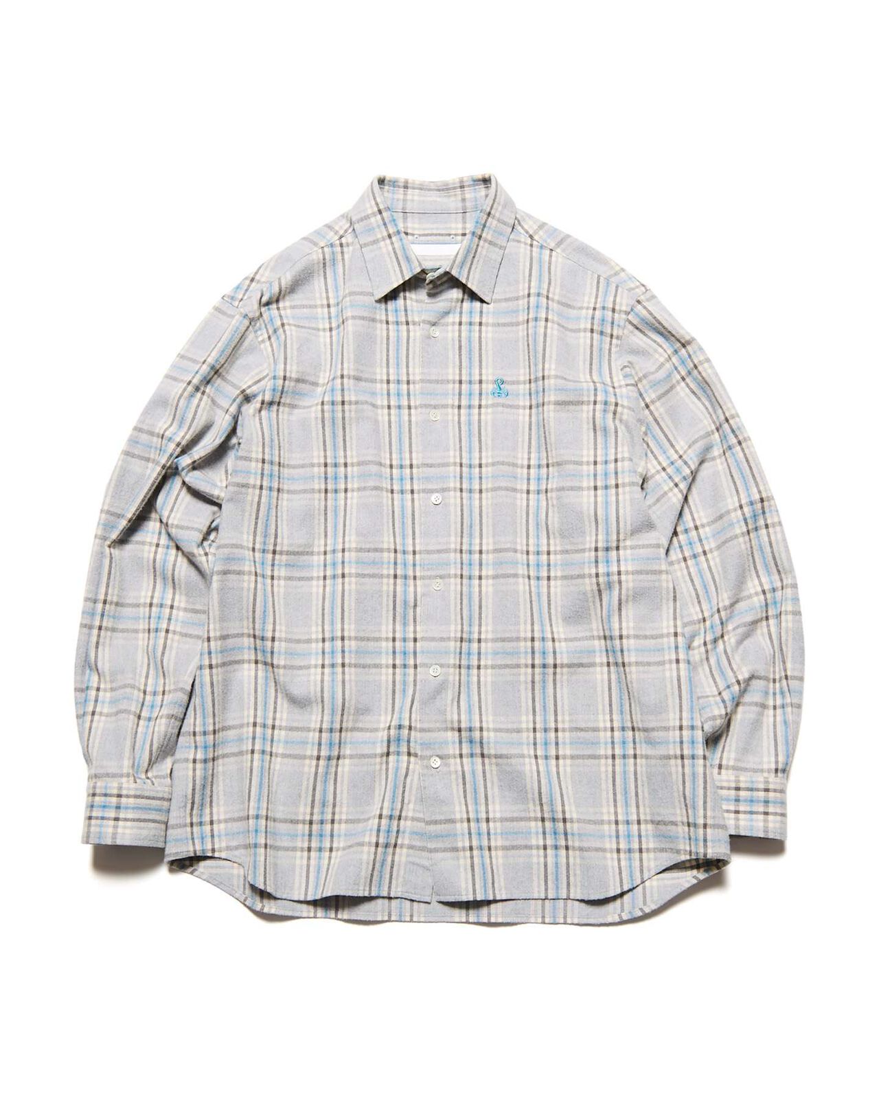 FLANNEL CHECK RELAX-FIT SHIRT,LIGHT GRAY, large image number 0
