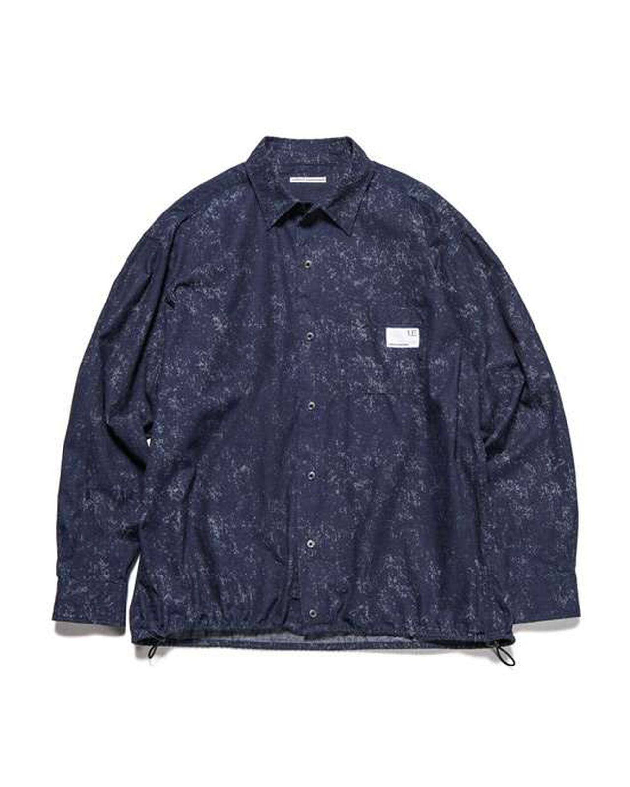 INDIGO PRINT DRAWCORD SHIRT,NAVY, large image number 0