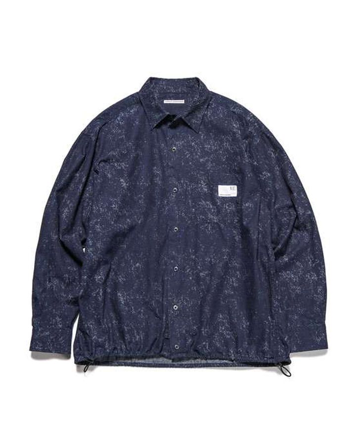 INDIGO PRINT DRAWCORD SHIRT,NAVY, medium image number 0