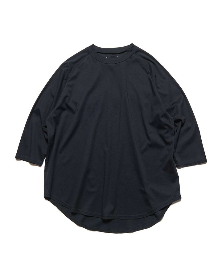 RAGLAN 3/4 SLEEVE WIDE TEE,BLACK, medium