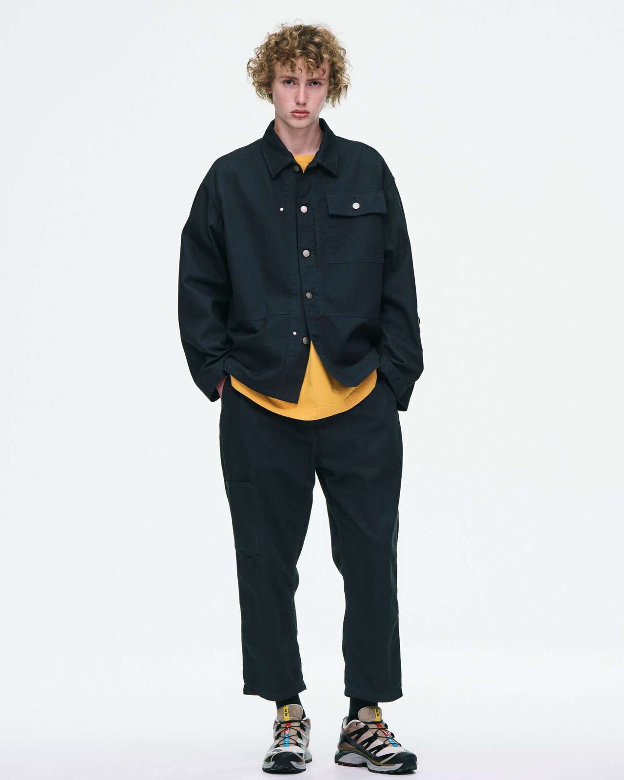 DAMAGED WIDE CROPPED PANTS,BLACK, large image number 7