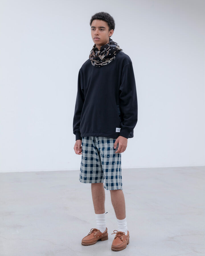 STAR PRINT CHECK CUT-OFF SHORTS,INDIGO, medium image number 5