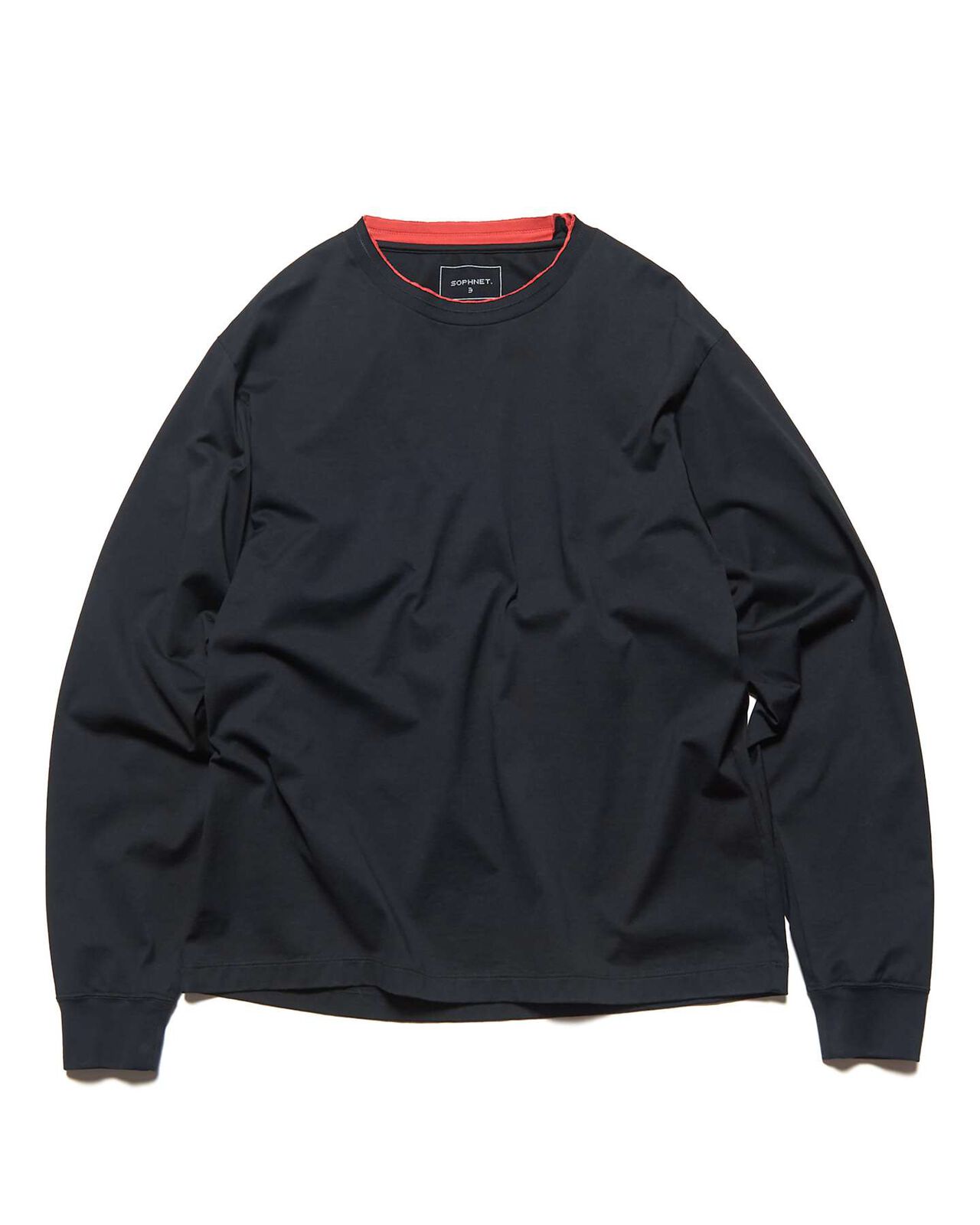LUSTER COTTON DOUBLE RIB L/S TEE,BLACK, large image number 0