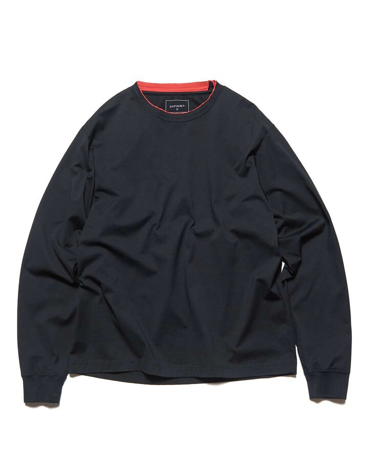LUSTER COTTON DOUBLE RIB L/S TEE,BLACK, medium
