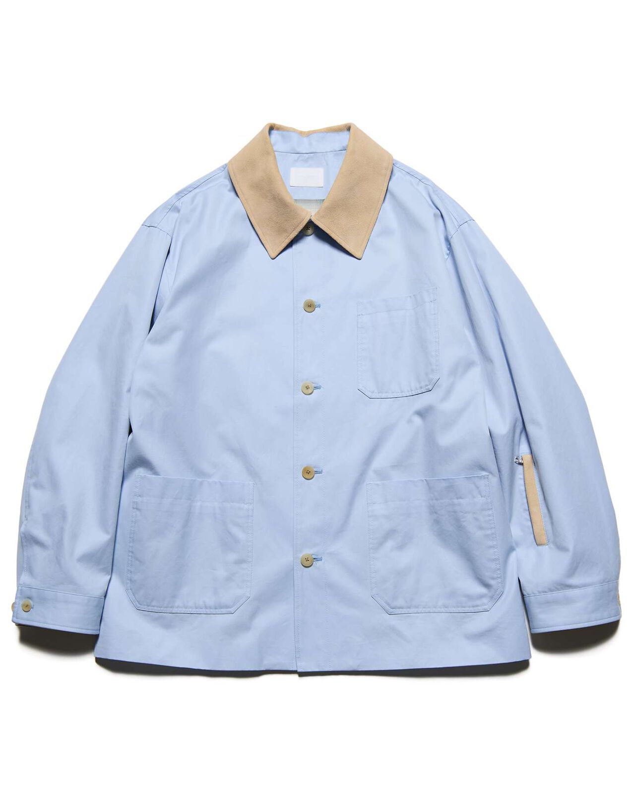 LEATHER COLLAR COVERALL,LIGHT BLUE, large image number 0