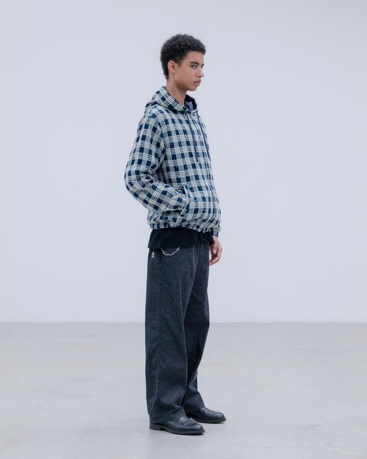 STAR PRINT CHECK HOODED BLOUSON,INDIGO, medium image number 7