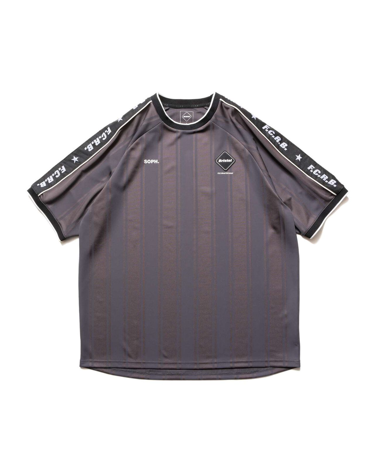 SHADOW WEAVE STRIPE S/S TOP,CHARCOAL GRAY, large image number 0