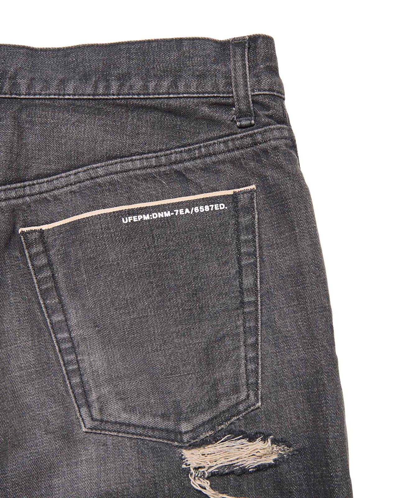 DAMAGED DENIM TAPERED-FIT JEANS,BLACK, large image number 4