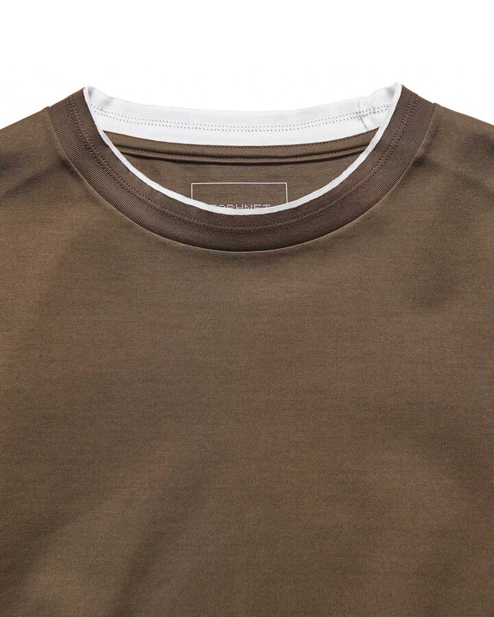LUSTER COTTON DOUBLE RIB WIDE TEE,BROWN, medium image number 2