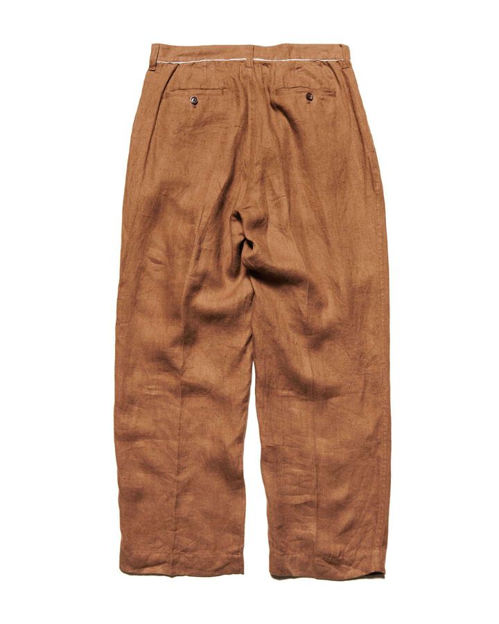 BRUSHED LINEN CUT-OFF PANTS,BROWN, medium image number 1