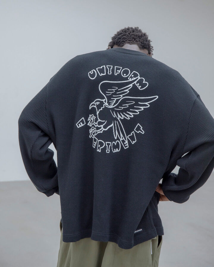 UEAFA WAFFLE L/S BAGGY TEE,KHAKI, medium image number 4