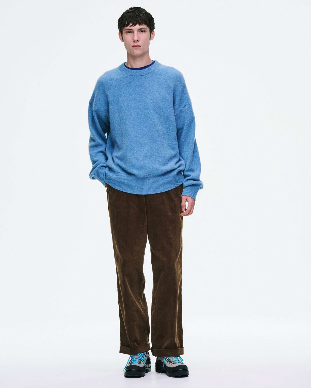 CORDUROY DOUBLE HEM PANTS,BLACK, large image number 8
