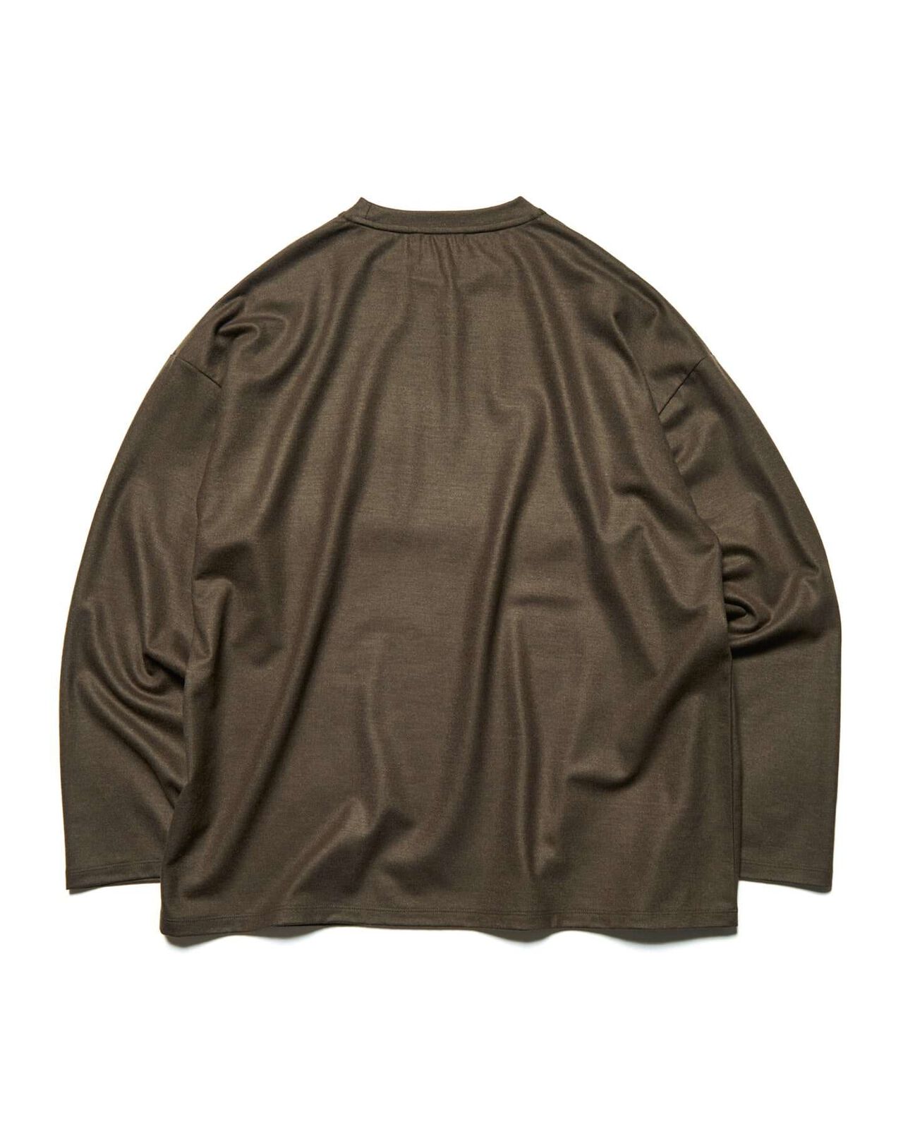 SILKY MILLED WOOL LOOSE L/S TEE,BROWN, large image number 1