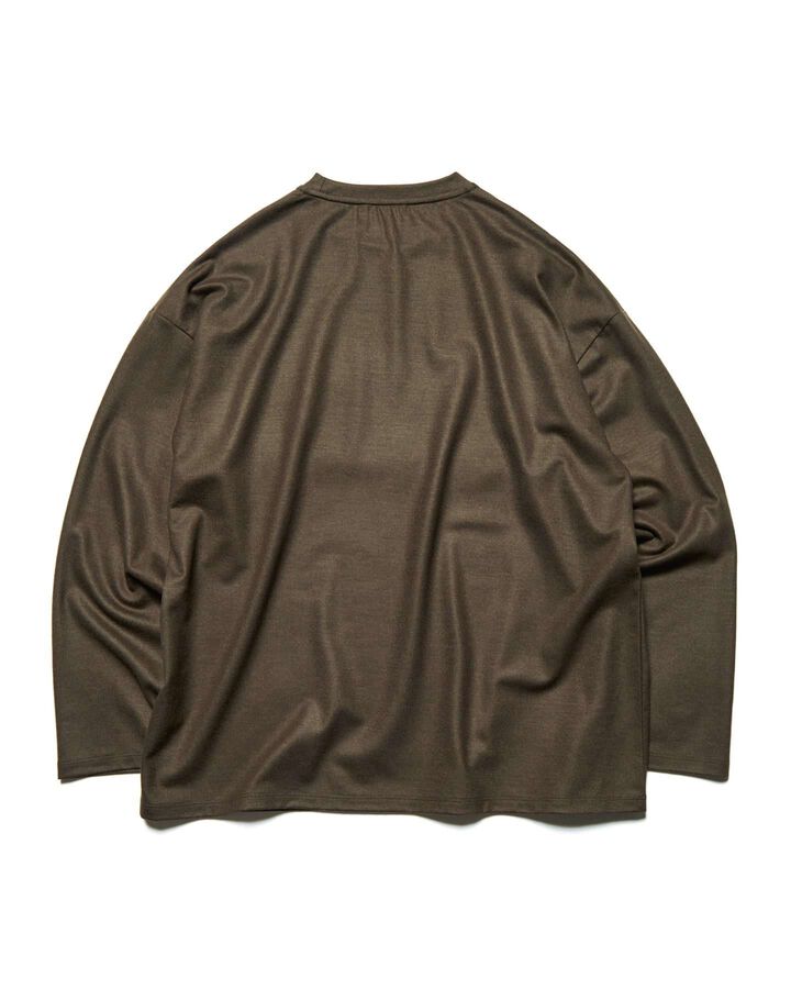 SILKY MILLED WOOL LOOSE L/S TEE,BROWN, medium image number 1