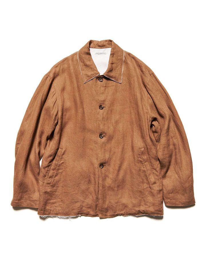 BRUSHED LINEN CUT-OFF JACKET,BROWN, medium image number 0