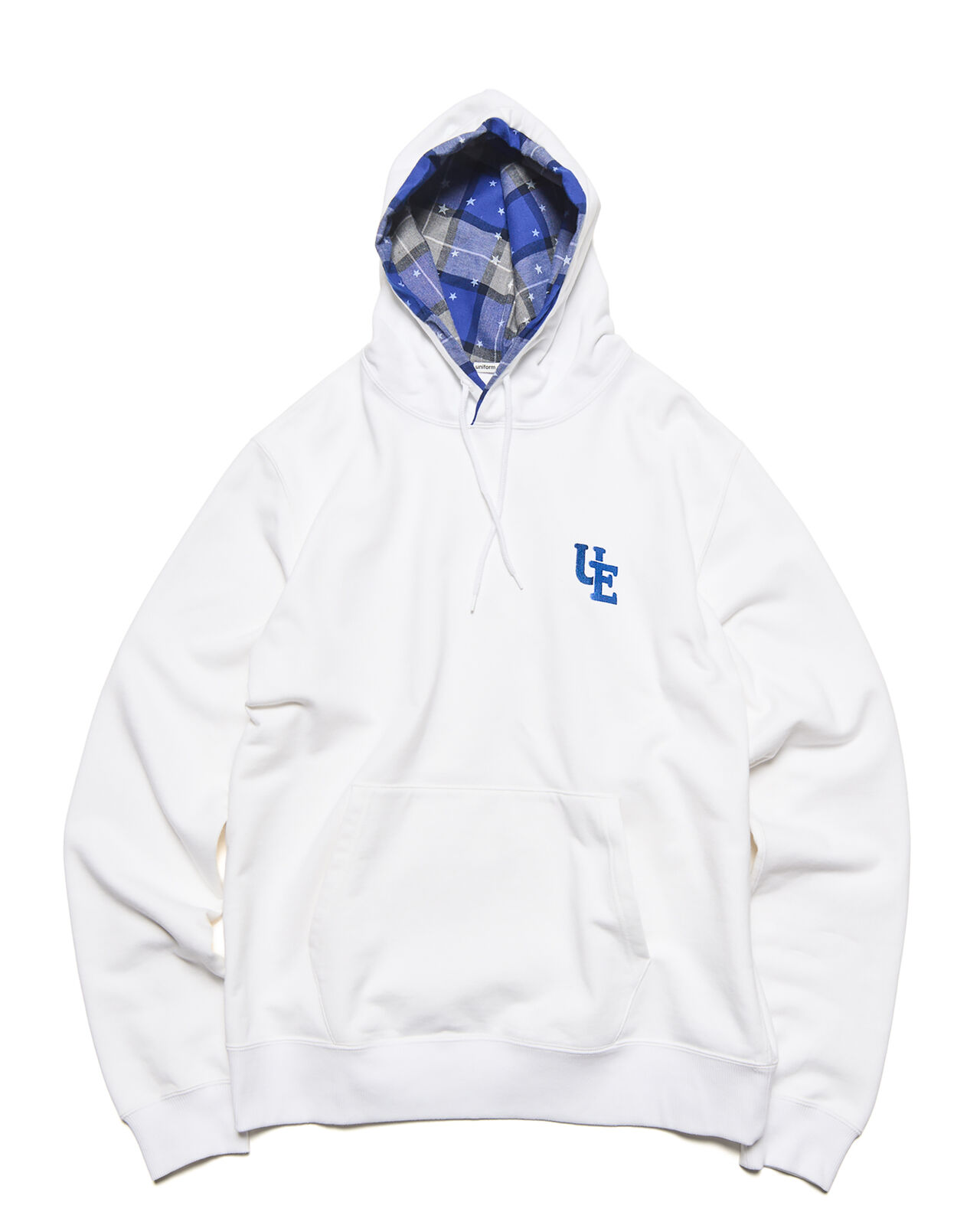 STAR PRINT CHECK LINING SWEAT HOODIE,WHITE, large image number 0