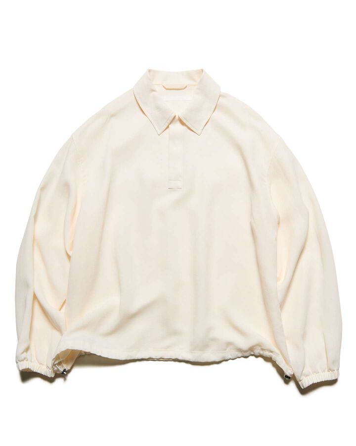 LINEN MESH L/S POLO,OFF WHITE, medium