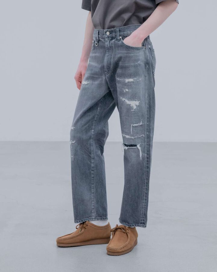 DAMAGED DENIM REGULAR-FIT JEANS,LIGHT INDIGO, medium image number 7