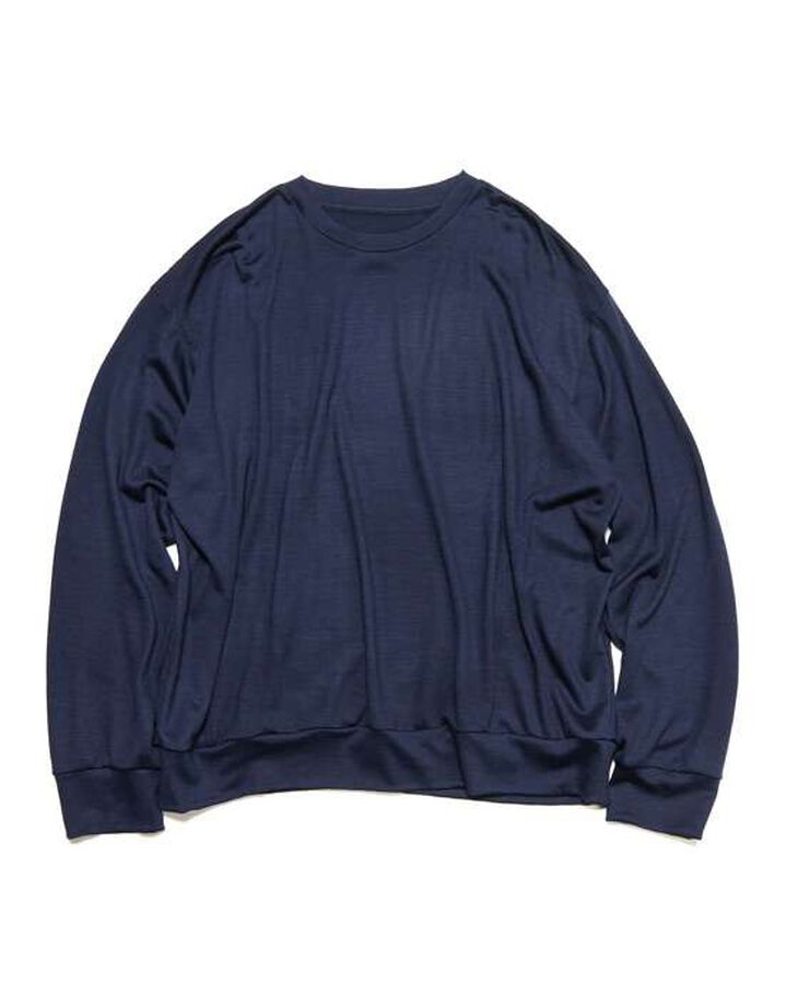 WASHABLE WOOL L/S TOP,NAVY, medium