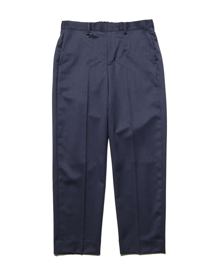 WOOL GABARDINE SLIM-FIT SHIRRING SLACKS,NAVY, medium