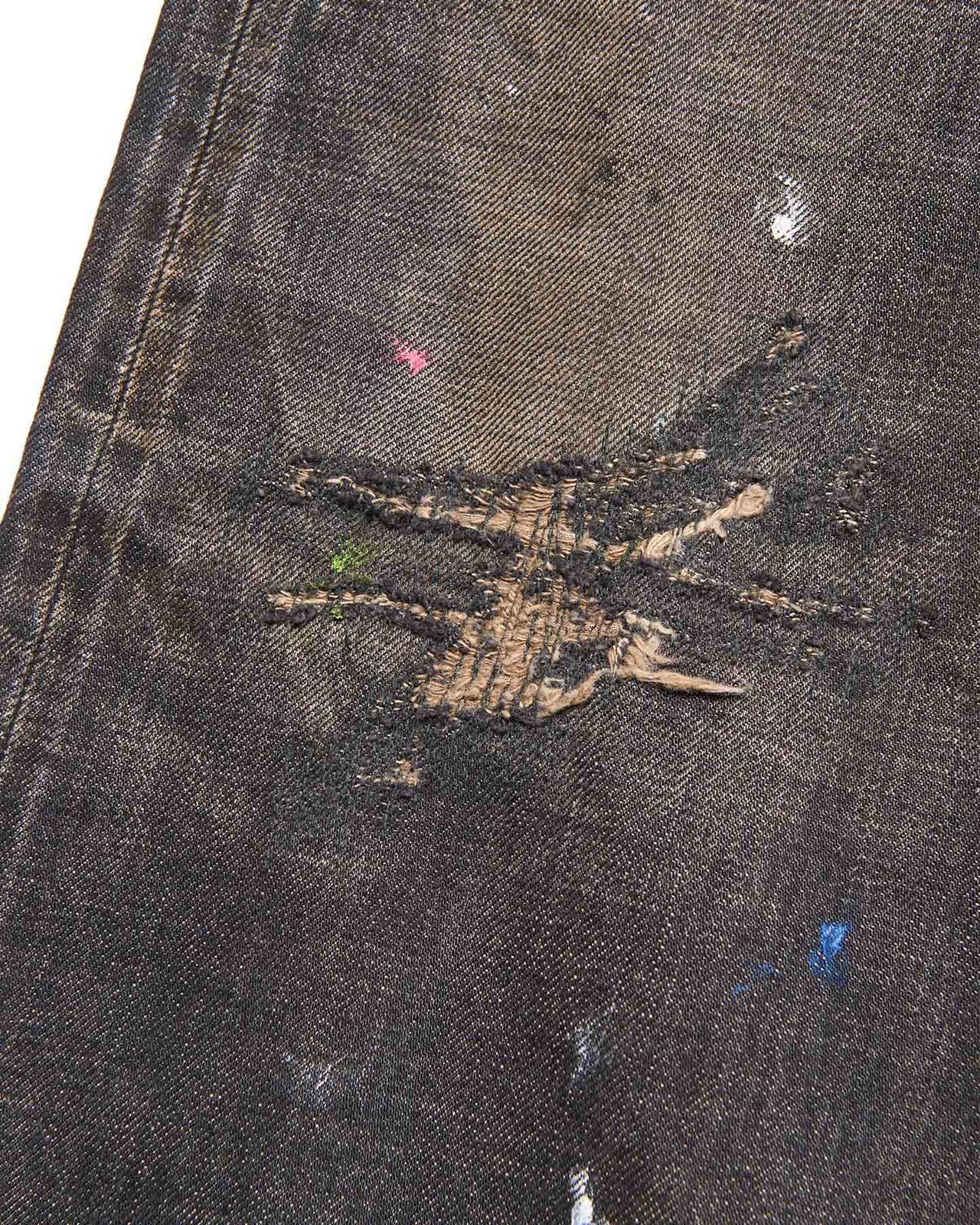 DAMAGED DENIM REGULAR-FIT JEANS,BLACK, large image number 5