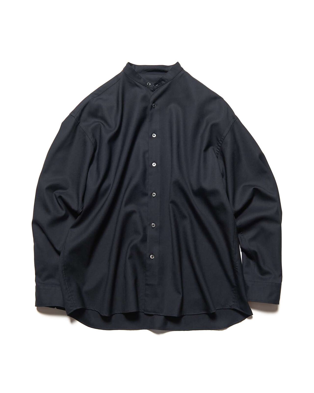 WASHBLE WOOL BAND COLLAR SHIRT,BLACK, large image number 0