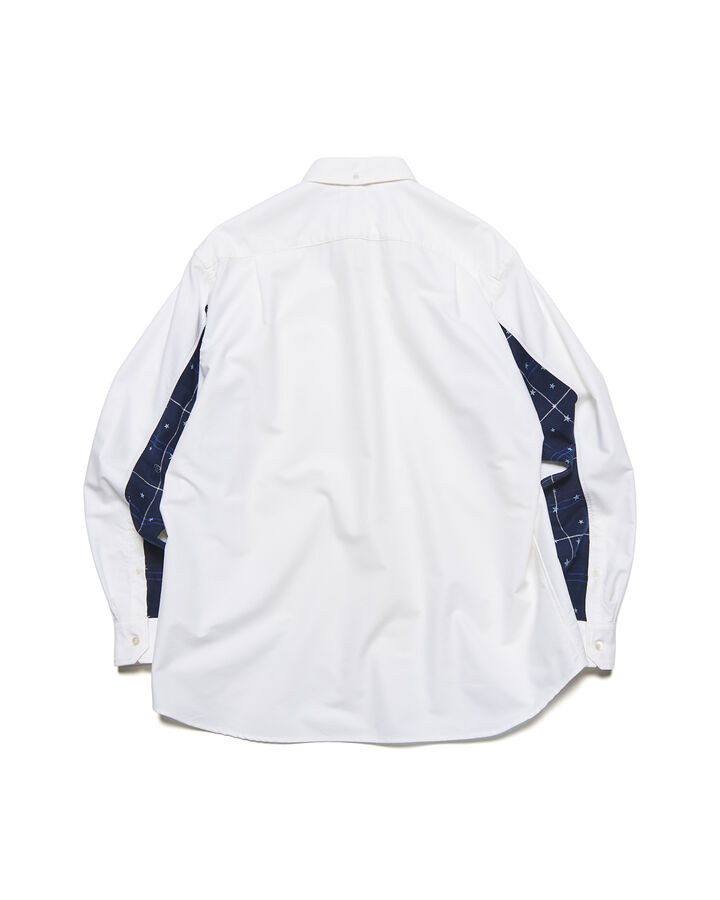 STAR PRINT CHECK PANELED B.D SHIRT,WHITE, medium image number 1