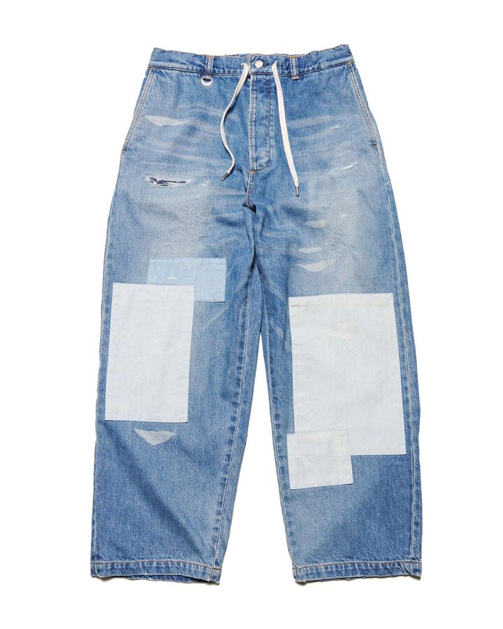 PATCHWORKED DENIM WIDE-FITJEANS,INDIGO, medium