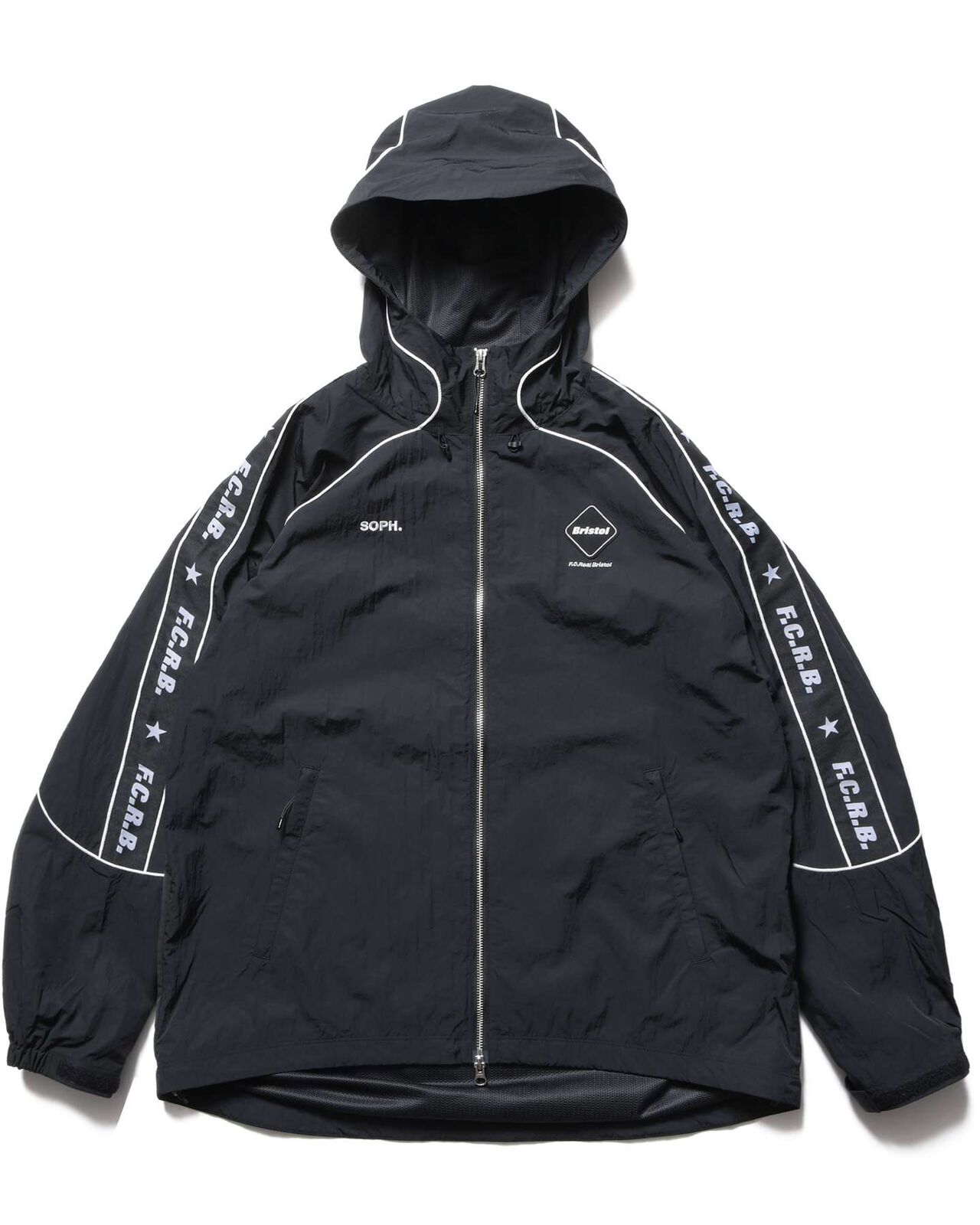 NYLON CHAMBRAY PRACTICE HOODED JACKET,BLACK, large image number 0