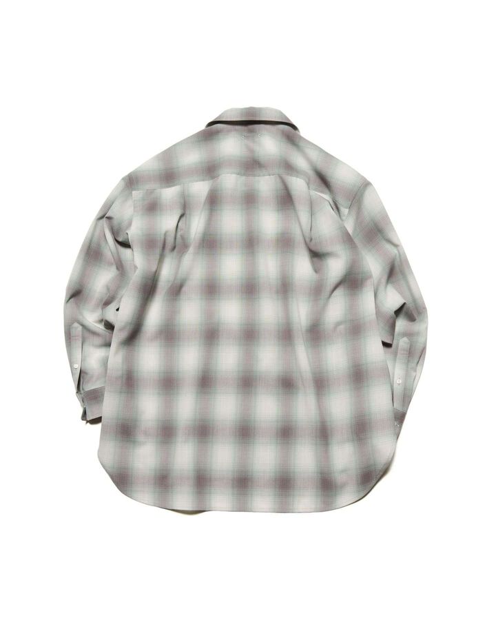 HIGH-TWIST OMBRE CHECK SKIPPER SHIRT,GRAY, medium image number 1