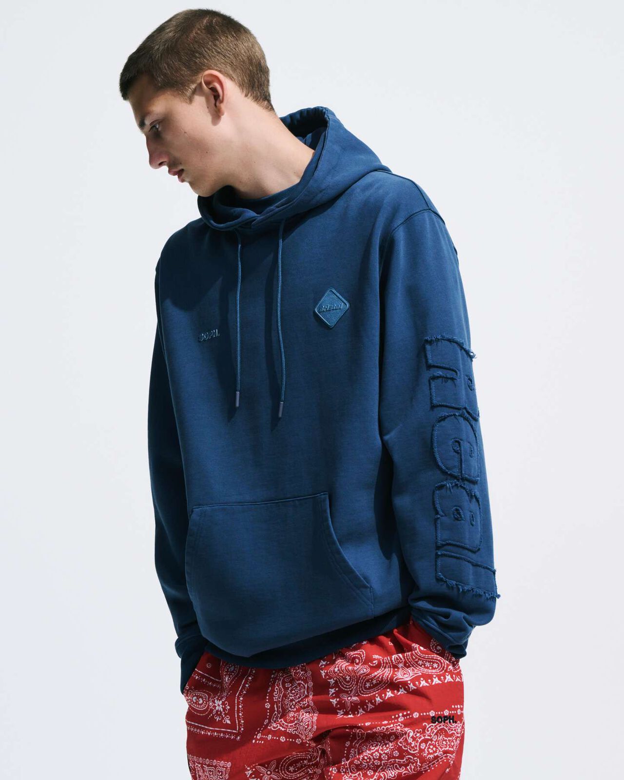 CUT-OFF LOGO SWEAT HOODIE,RED, large image number 5