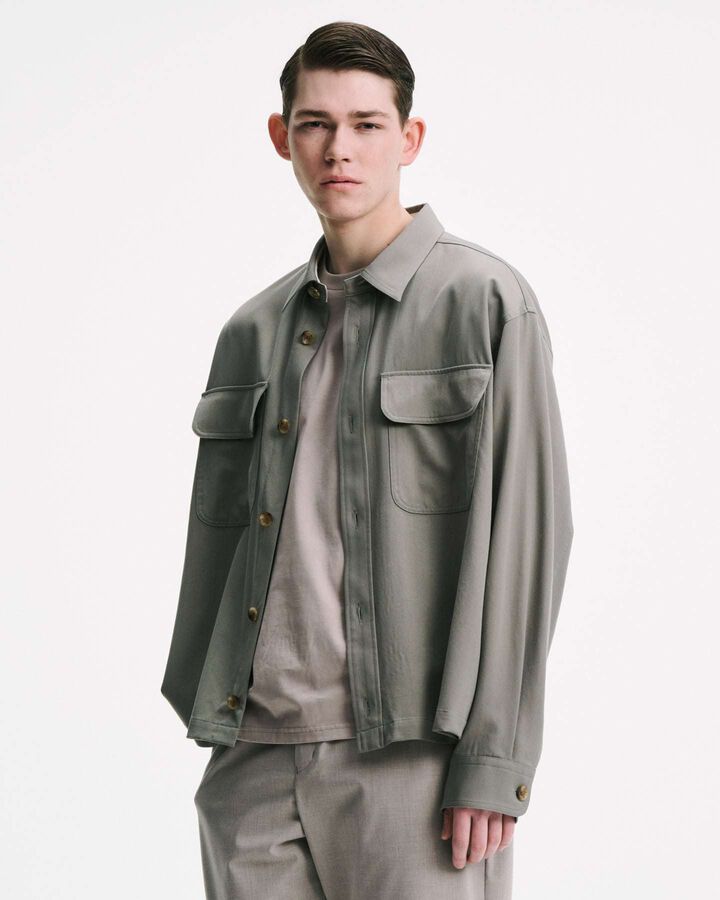 WASHER WOOL CPO SHIRT,KHAKI, medium image number 4