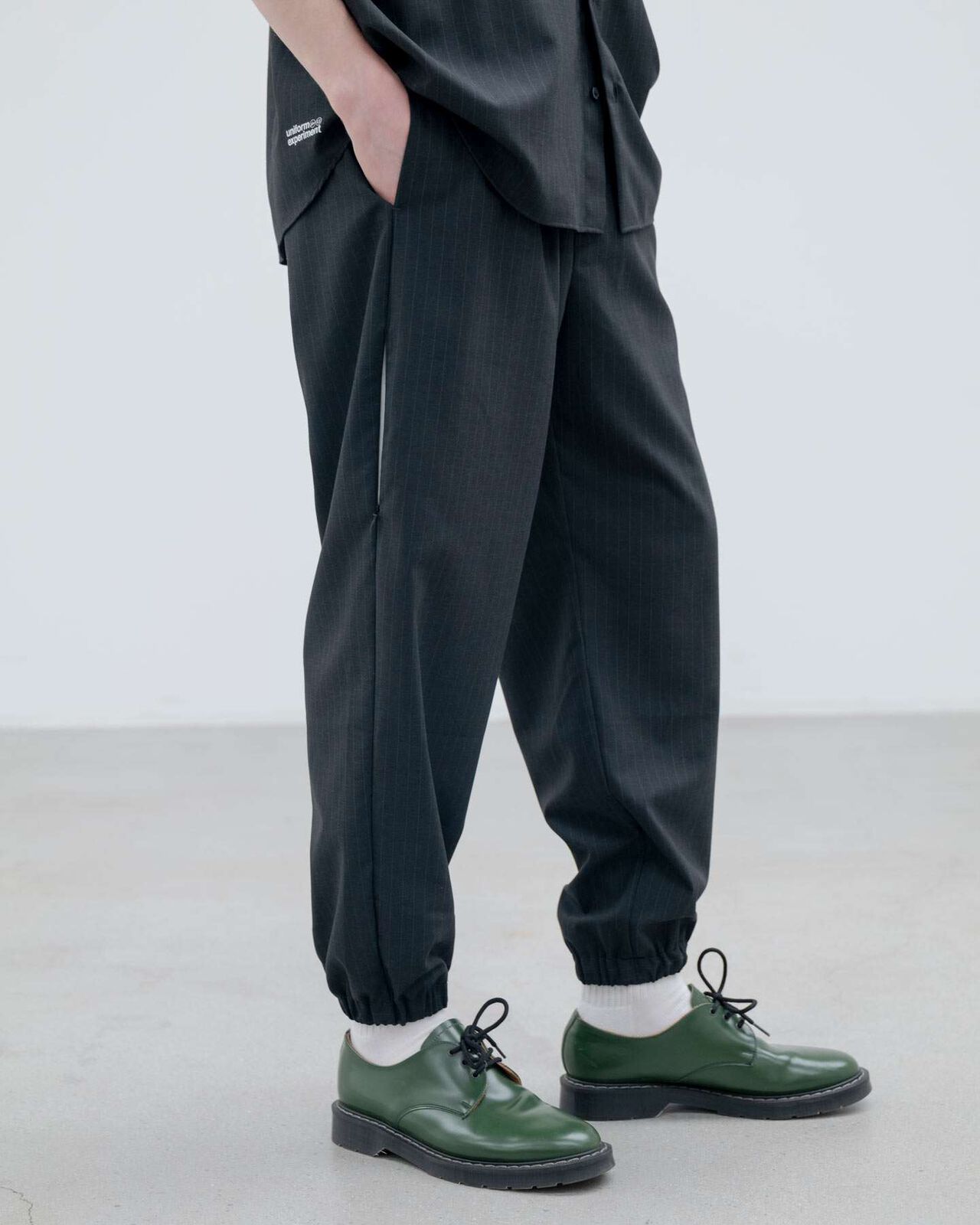 STRETCH WOOL SIDE POCKET JOGGER PANTS,BLACK, large image number 8