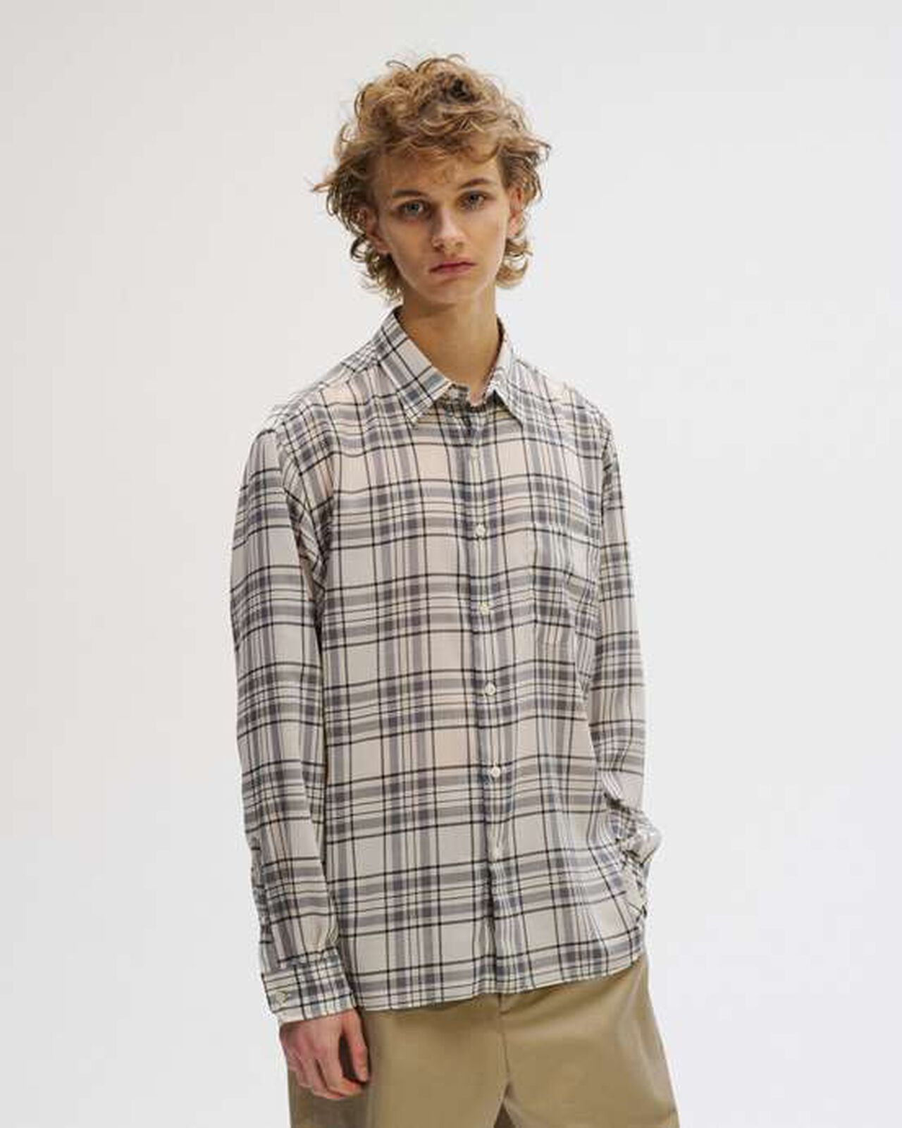 SUMMER WOOL CHECK SHIRT,WHITE, large image number 6