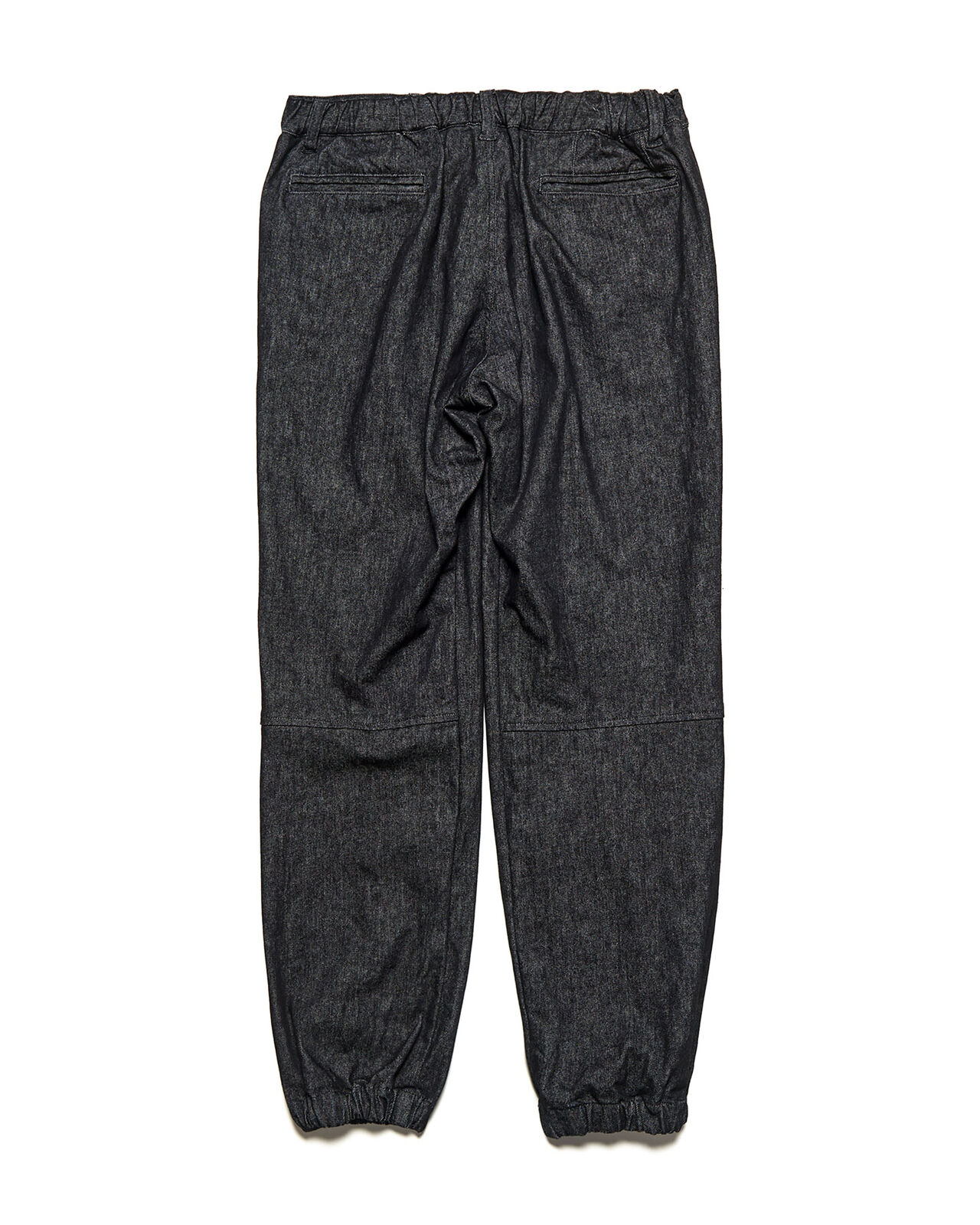 HIGH STRETCH DENIM HEM SHIRRING BAKER PANTS,BLACK, large image number 1