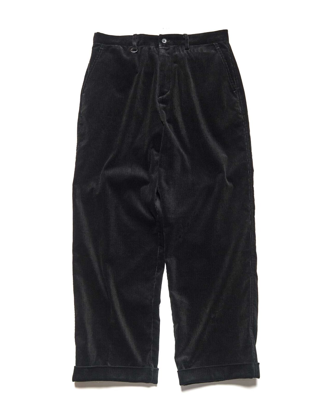 CORDUROY DOUBLE HEM PANTS,BLACK, large image number 0